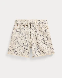 Floral-Print Denim Short