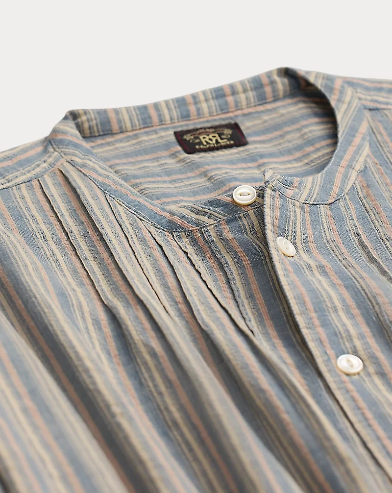 Striped Cotton-Linen Short Coverall