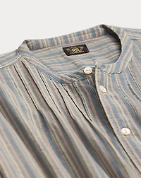 Striped Cotton-Linen Short Coverall