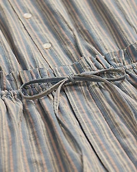 Striped Cotton-Linen Short Coverall