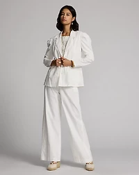 Embroidered-Trim Linen-Cotton Jacket
