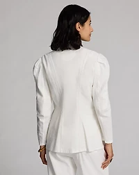 Embroidered-Trim Linen-Cotton Jacket