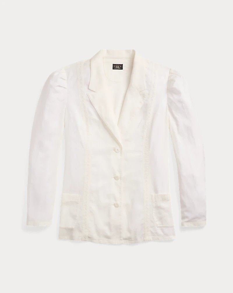 Embroidered-Trim Linen-Cotton Jacket