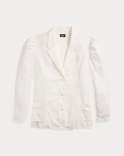Embroidered-Trim Linen-Cotton Jacket