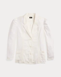 Embroidered-Trim Linen-Cotton Jacket