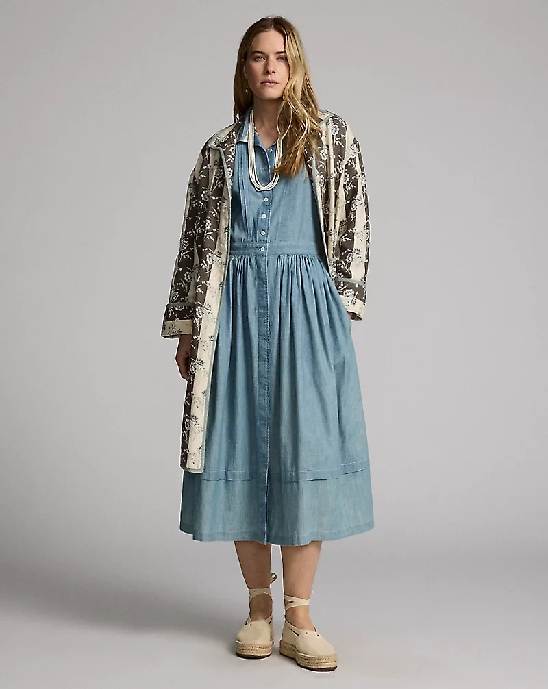Floral-Print Linen Duster
