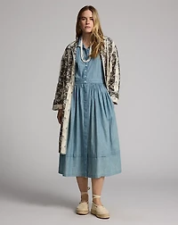 Floral-Print Linen Duster