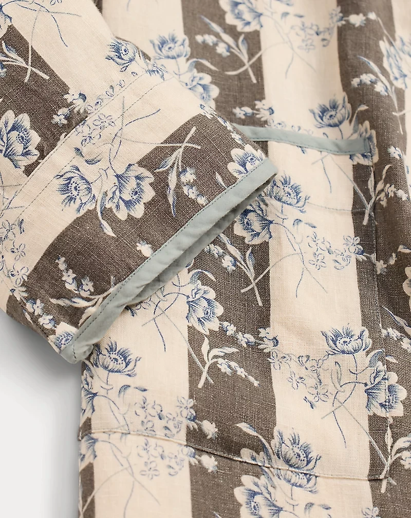Floral-Print Linen Duster