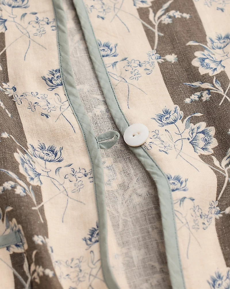 Floral-Print Linen Duster