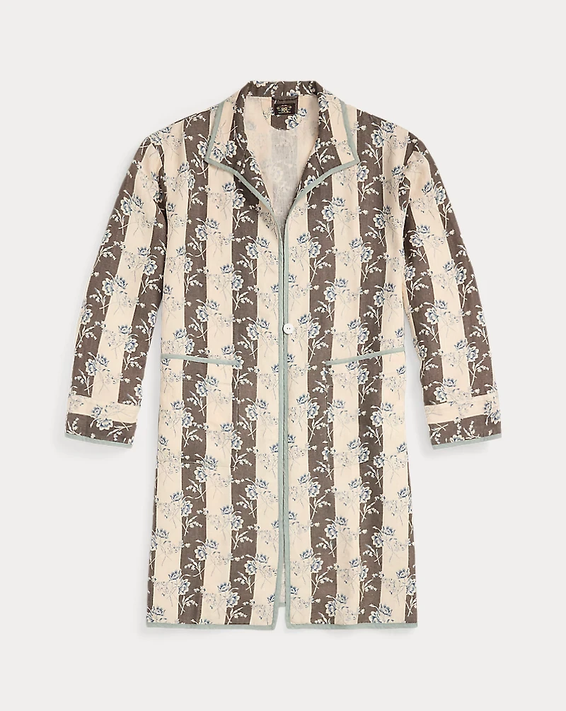 Floral-Print Linen Duster