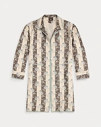 Floral-Print Linen Duster