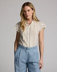 Floral-Print Cotton Voile Blouse