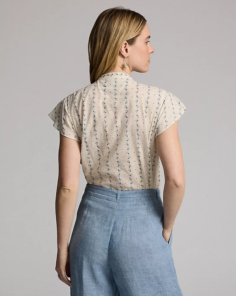 Floral-Print Cotton Voile Blouse