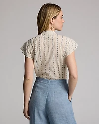 Floral-Print Cotton Voile Blouse