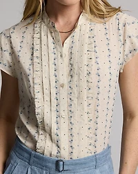 Floral-Print Cotton Voile Blouse