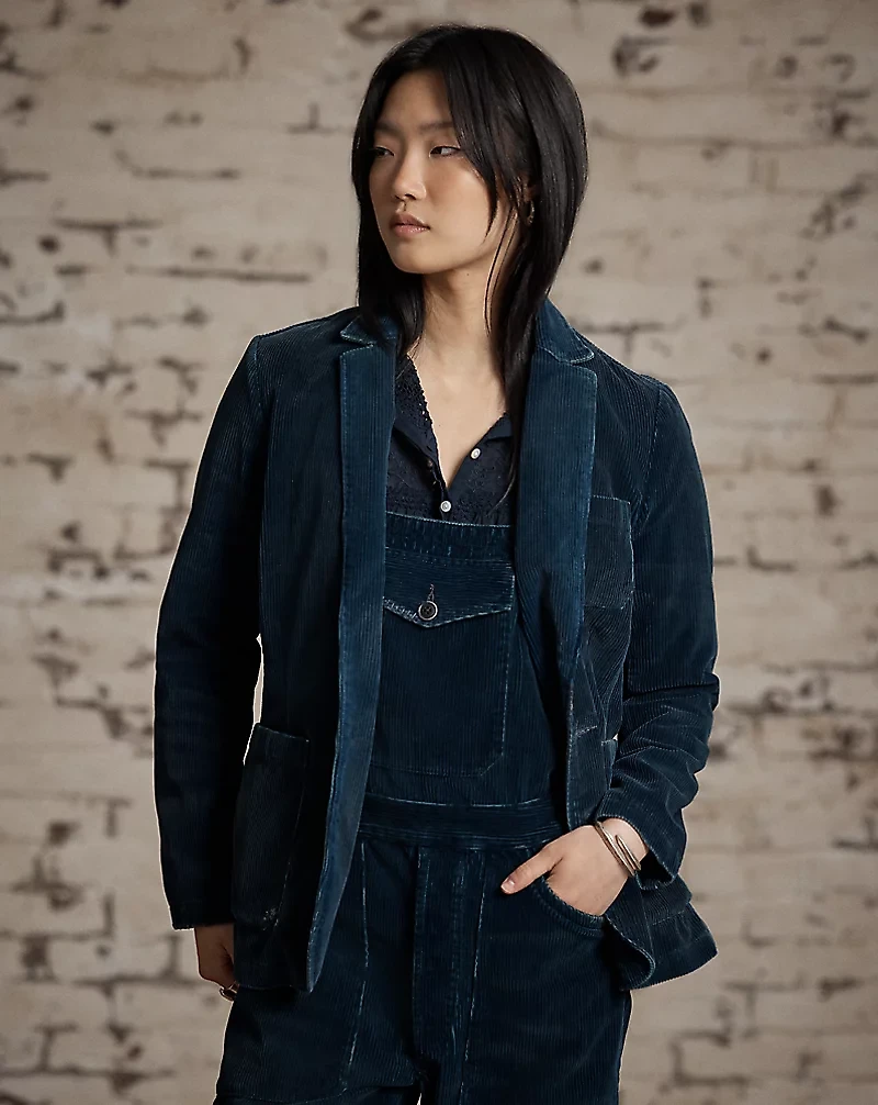 Repaired Indigo Corduroy Blazer
