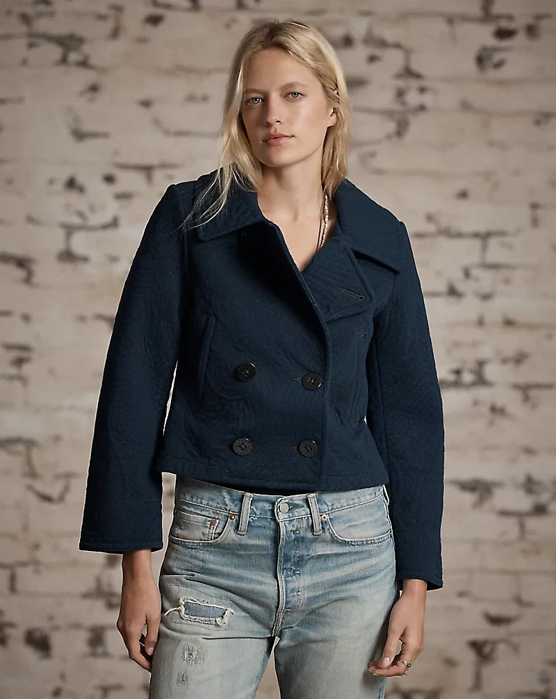 Quilted Jersey Cropped Peacoat