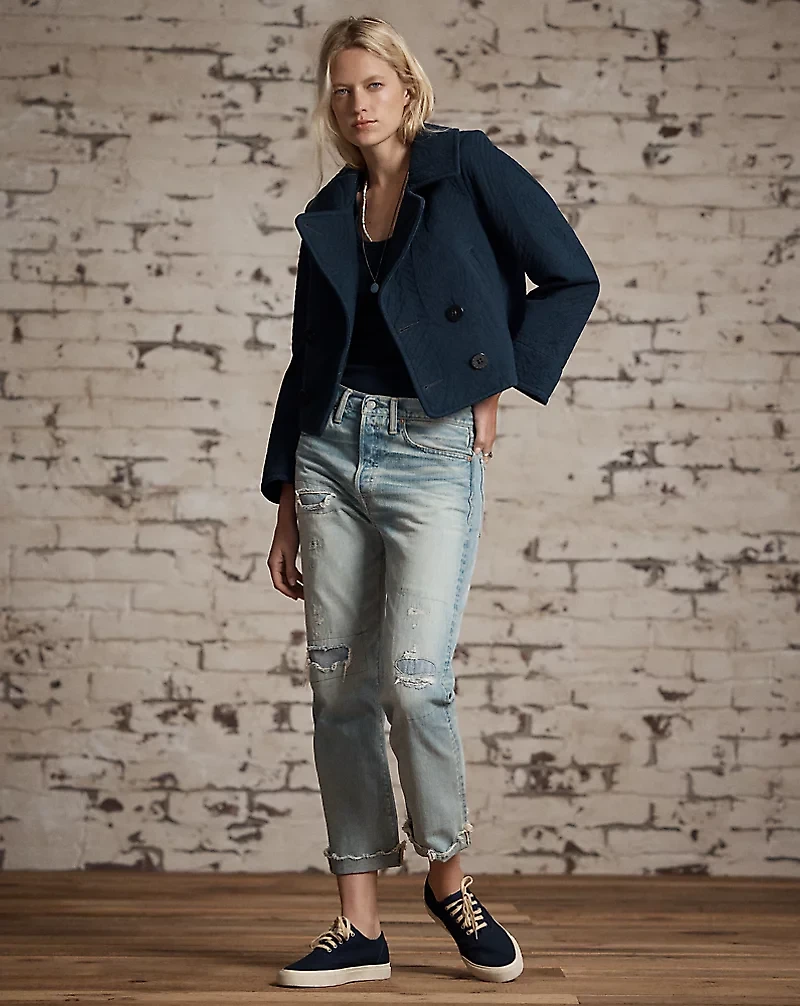 Quilted Jersey Cropped Peacoat