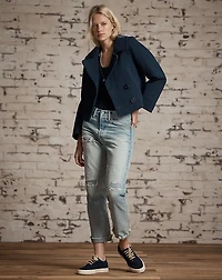 Quilted Jersey Cropped Peacoat