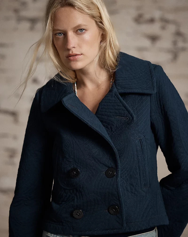 Quilted Jersey Cropped Peacoat