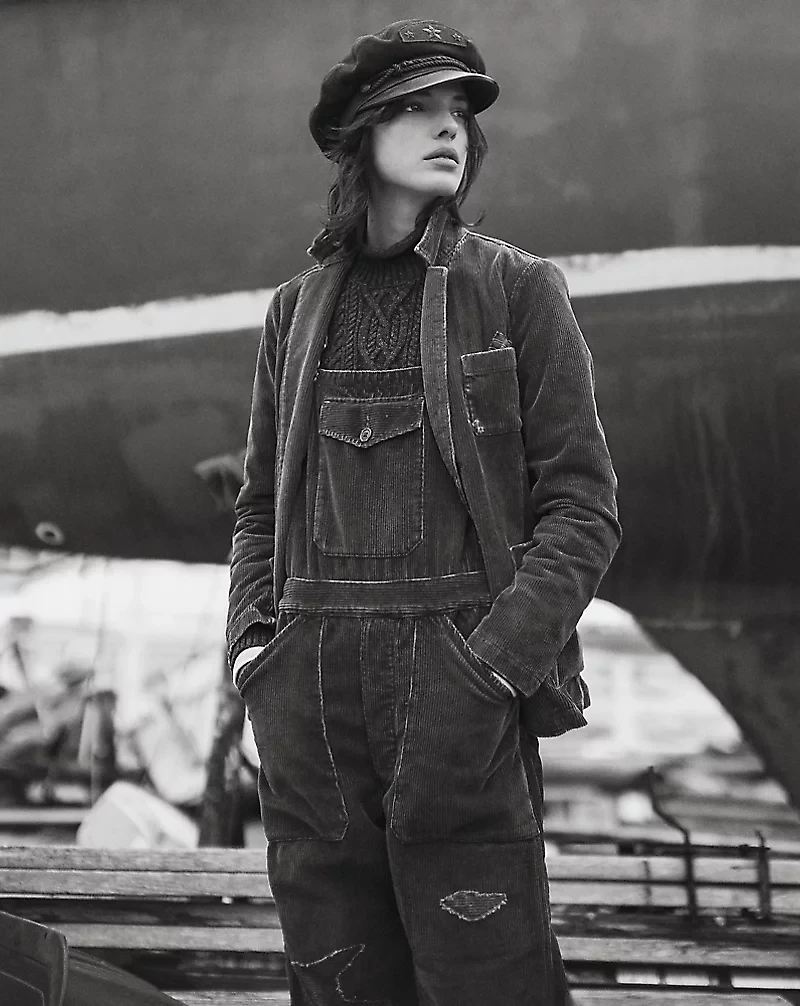 Repaired Indigo Corduroy Overall
