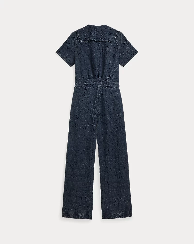 Indigo Jacquard Jumpsuit