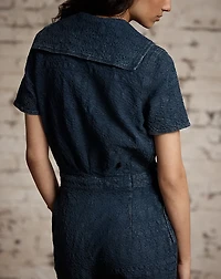 Indigo Jacquard Jumpsuit