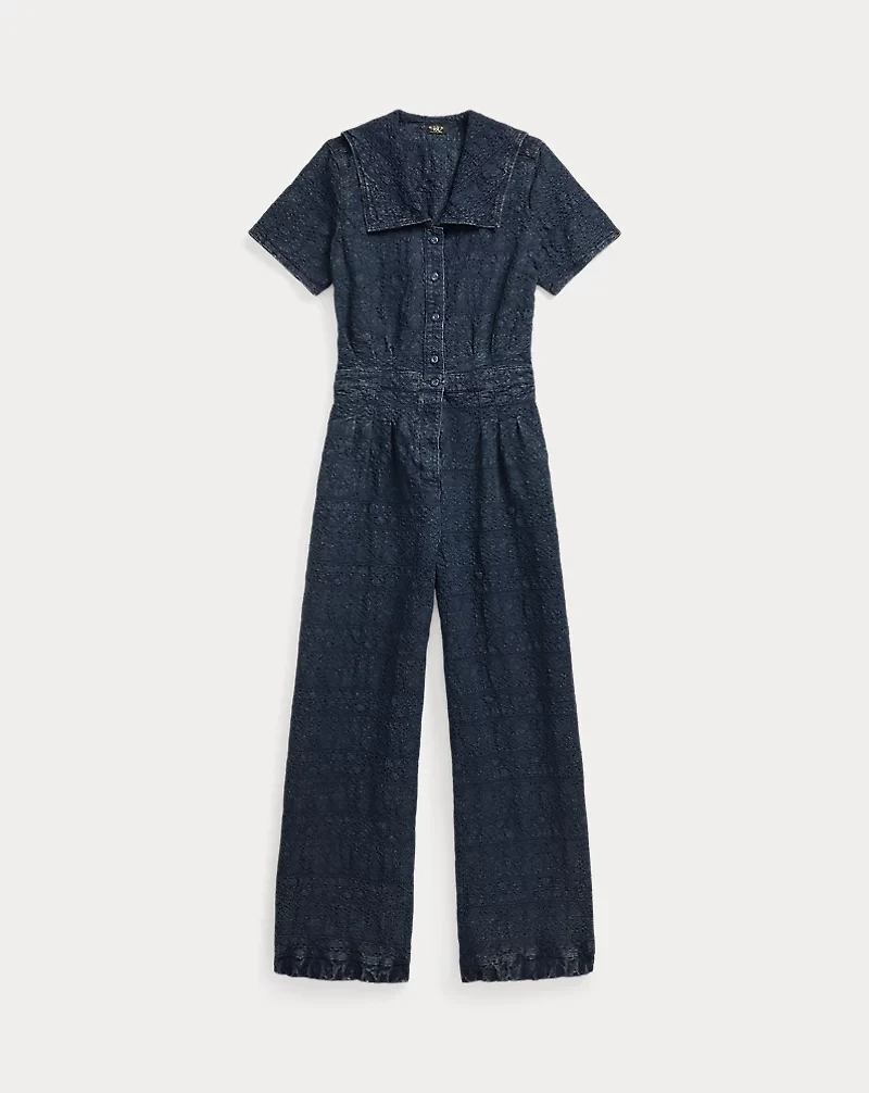 Indigo Jacquard Jumpsuit