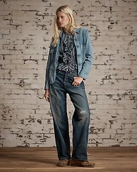 Ruffle-Trim Striped Cotton Blouse