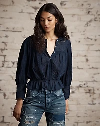 Embroidered Cotton Voile & Lace Blouse