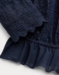 Embroidered Cotton Voile & Lace Blouse