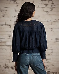 Embroidered Cotton Voile & Lace Blouse