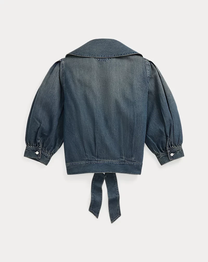 Indigo Denim Wrap Blouse