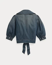 Indigo Denim Wrap Blouse