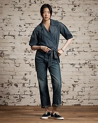 Indigo Denim Wrap Blouse