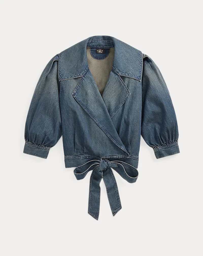 Indigo Denim Wrap Blouse