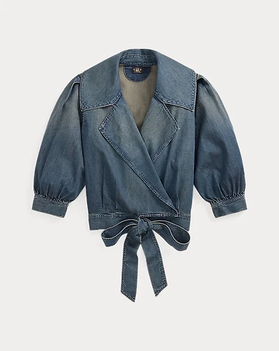 Indigo Denim Wrap Blouse
