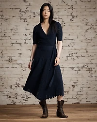 Jacquard-Knit Pointelle Wrap Dress