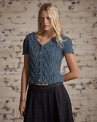 Linen-Blend Cable-Knit Top