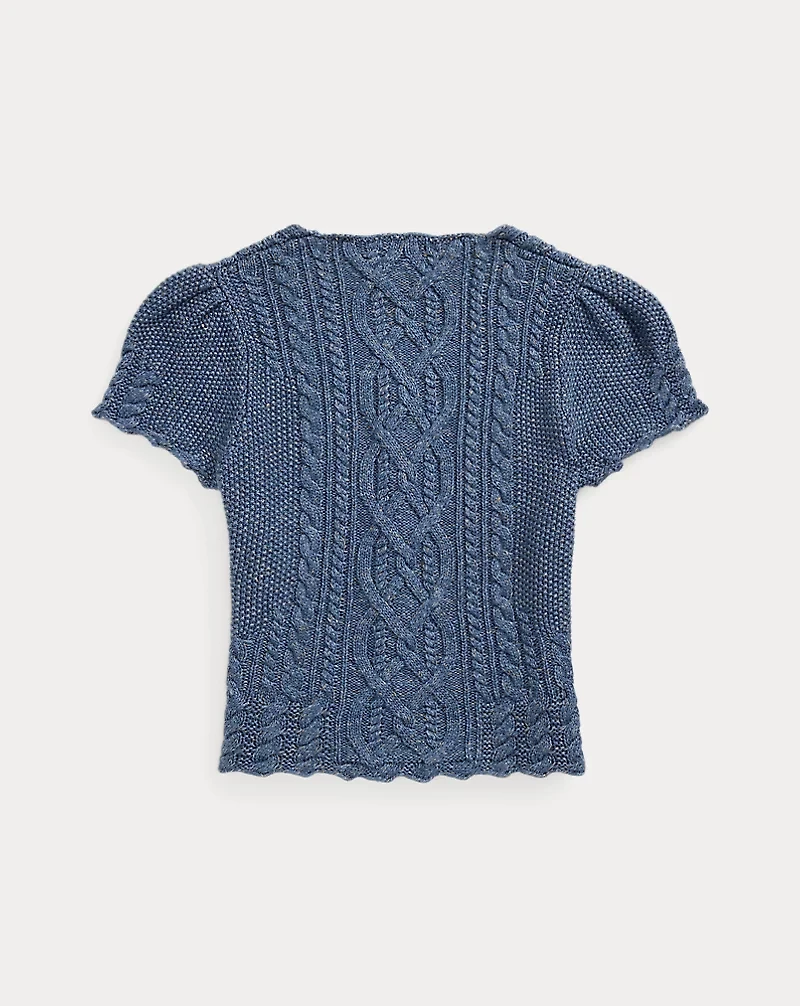 Linen-Blend Cable-Knit Top