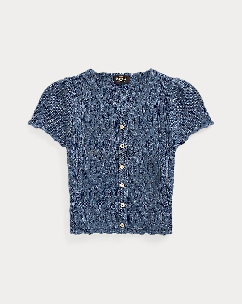 Linen-Blend Cable-Knit Top