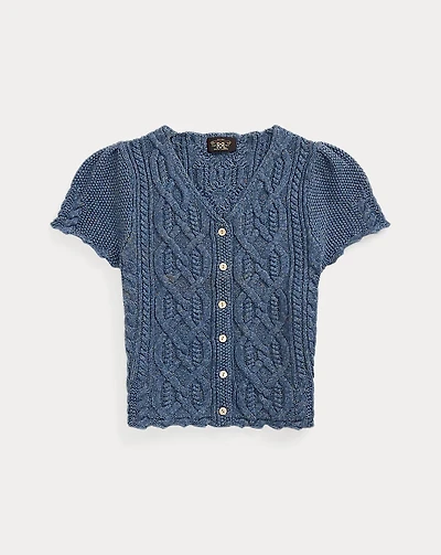 Linen-Blend Cable-Knit Top