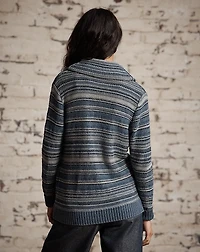 Indigo Striped Linen-Cotton Cardigan