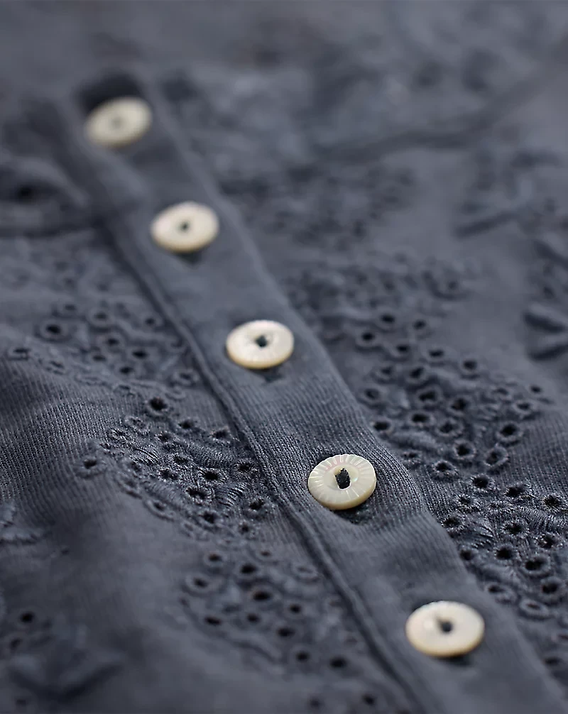 Embroidered Cotton-Linen Jersey Top