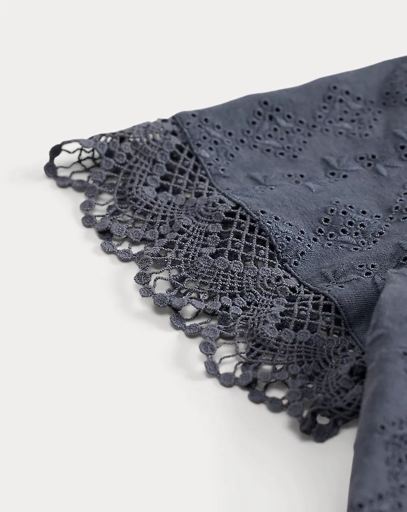 Embroidered Cotton-Linen Jersey Top