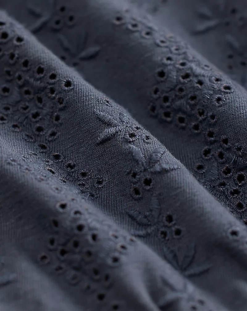 Embroidered Cotton-Linen Jersey Top