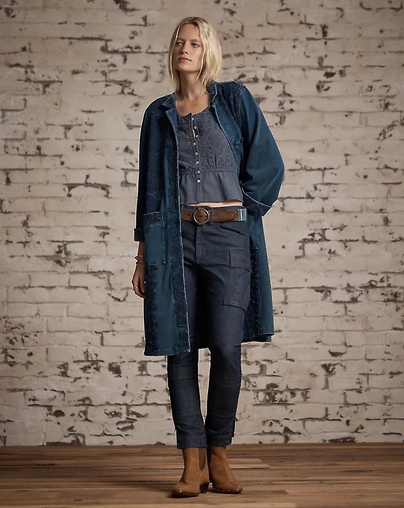Embroidered Cotton-Linen Jersey Top