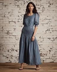 Smocked Cotton Voile Dress