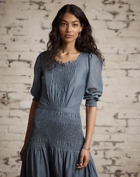 Smocked Cotton Voile Dress