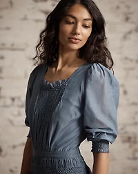Smocked Cotton Voile Dress